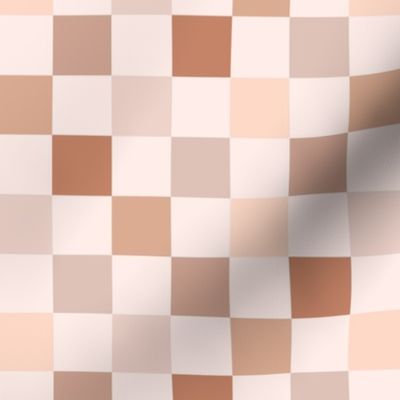 Boho Checkerboard in Muted Pink Beige Brown 70s retro checks