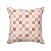 Boho Checkerboard in Muted Pink Beige Brown 70s retro checks