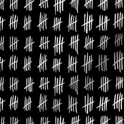 Inky Tally Marks in White