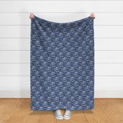 Cozy Night Sky Navy Blue Mini- Full Moon and Stars Over the Clouds- Indigo Blue- Relaxing Home Decor- Gender Neutral Nursery Wallpaper- Small Scale