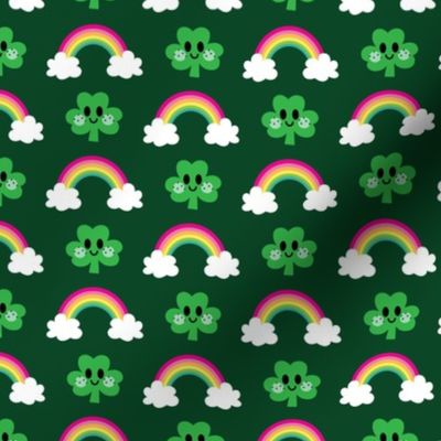 happy shamrock with rainbow on forest small