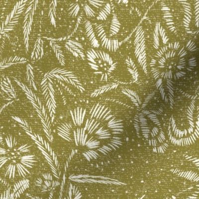 Stargazer Botanical Floral in Moss Green