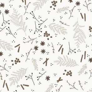 Reindeer Holiday Winter Florals in Snow White