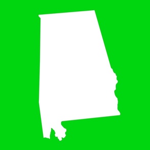 Alabama silhouette, 18x21" panel, white on lime green - ELH