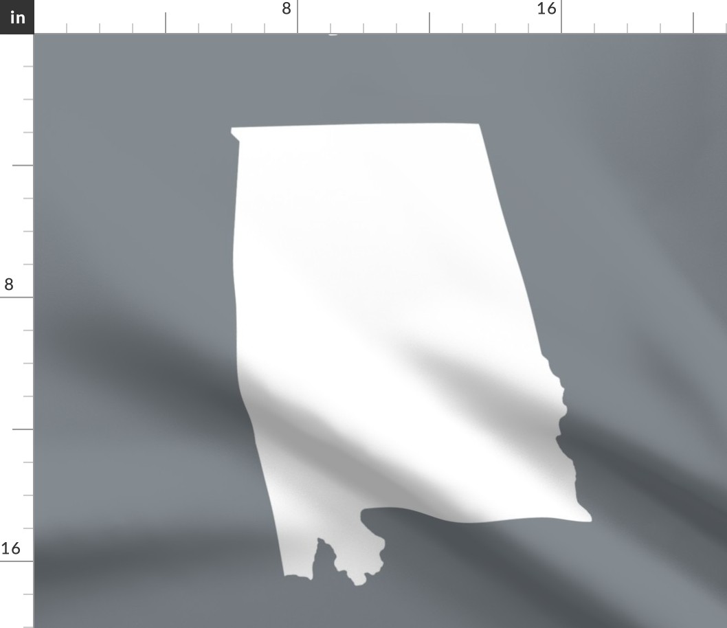 Alabama silhouette, 18x21" panel, white on gray - ELH