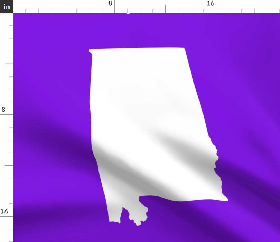 Alabama silhouette, 18x21" panel, white on purple - ELH