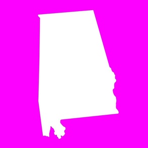 Alabama silhouette, 18x21" panel, white on pink - ELH