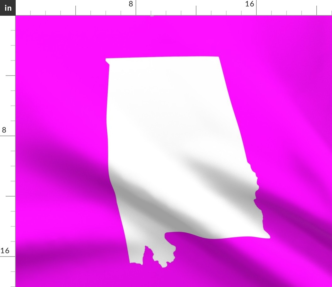 Alabama silhouette, 18x21" panel, white on pink - ELH