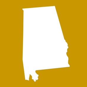 Alabama silhouette, 18x21" panel, white on gold - ELH