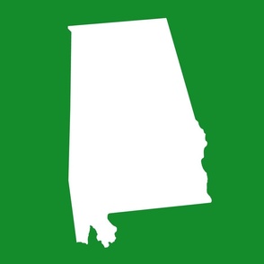 Alabama silhouette, 18x21" panel, white on dark green - ELH