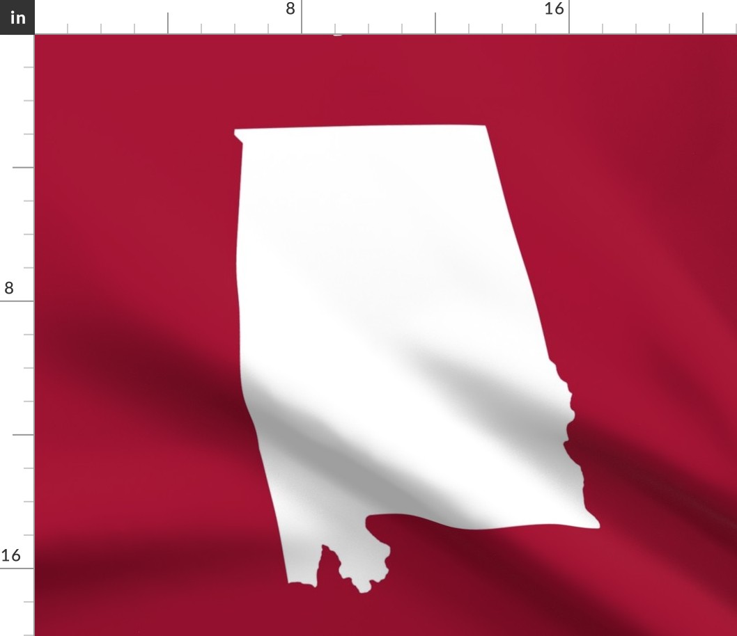Alabama silhouette, 18x21" panel, white on crimson - ELH