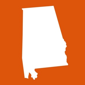 Alabama silhouette, 18x21" panel, white on burnt orange - ELH