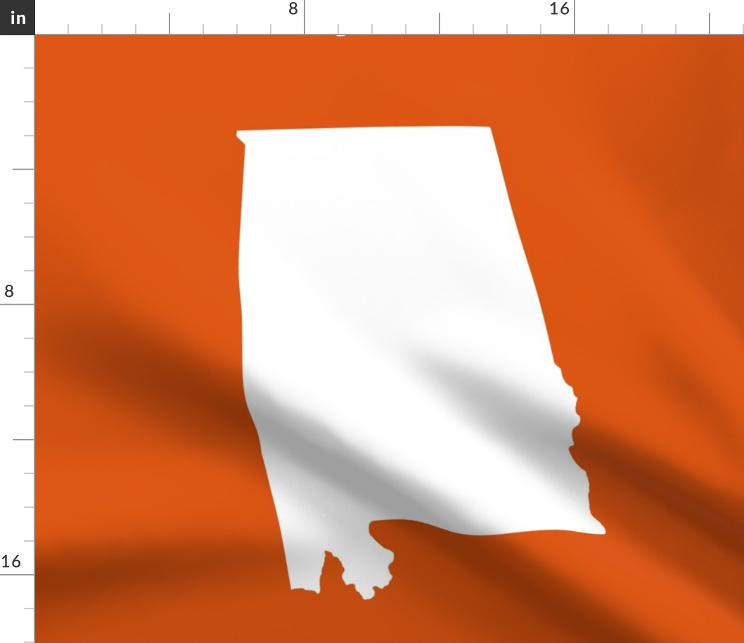 Alabama silhouette, 18x21" panel, white on burnt orange - ELH