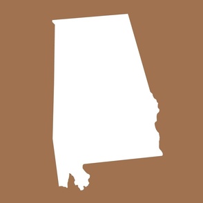 Alabama silhouette, 18x21" panel, white on brown - ELH