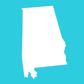 Alabama silhouette, 18x21" panel, white on bright blue - ELH