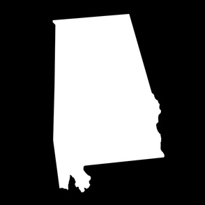 Alabama silhouette, 18x21" panel, white on black - ELH