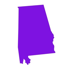 Alabama silhouette, 18x21" panel, purple on white - ELH