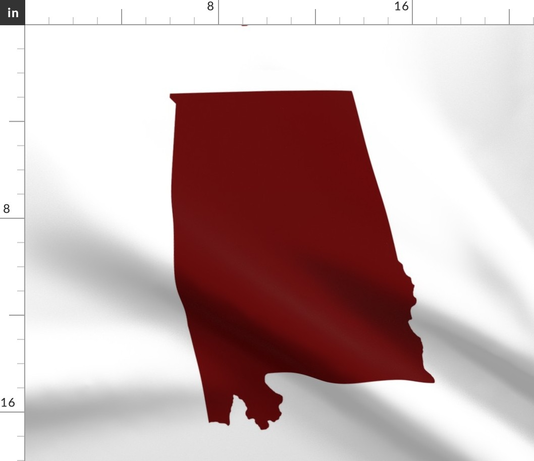 Alabama silhouette, 18x21" panel, maroon on white - ELH