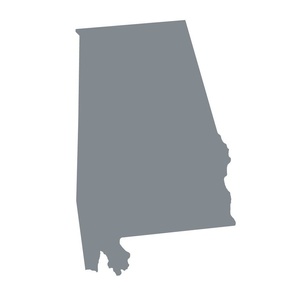 Alabama silhouette, 18x21" panel, gray on white - ELH
