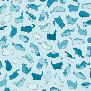 bright navy kittens on light blue - ELH