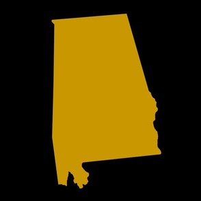 Alabama silhouette, 18x21" panel, gold on black - ELH