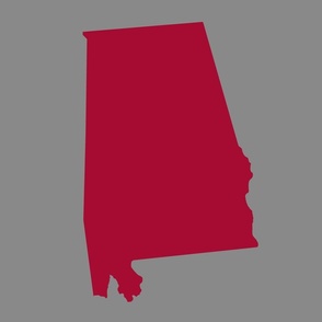 Alabama silhouette, 18x21" panel, crimson on gray - ELH