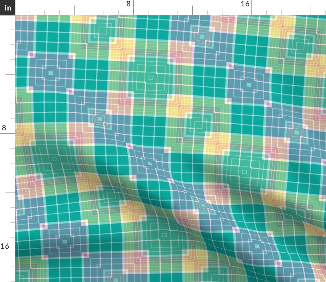 They Went Thataway: Squares in Squares Plaid - White