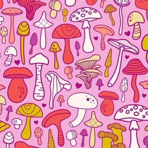 Wild Mushrooms - Bubblegum Pink - Large Scale