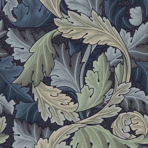 ACANTHUS IN SLATE AND LINEN - WILLIAM MORRIS - Large repeat