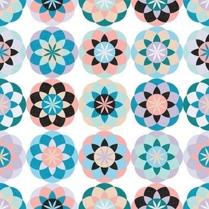 60's Geometric Flowers on Light - Crochet Mood / Medium