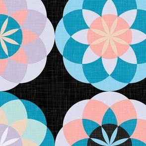60's Geometric Flowers on Dark - Crochet Mood / Large