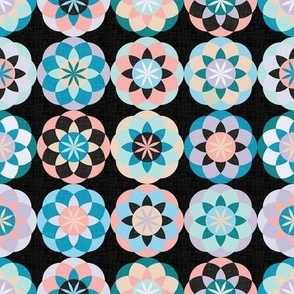 60's Geometric Flowers on Dark - Crochet Mood / Medium