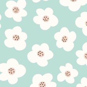 Blossom 2 turquoise / bold and simple floral pattern