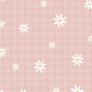 (M Scale) Boho Daisies on Light Pink