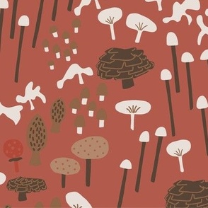 Forest Fungi in Red