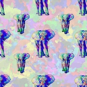 Colorful Mama Baby Elephants Safari Animals