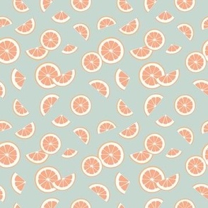 (S Scale) Citrus Fruit Seamless on Muted Mint