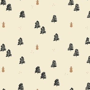 Nordic Winter - Snowmen & Pine in Cream