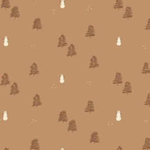 Nordic Winter - Snowmen & Pine in Brown