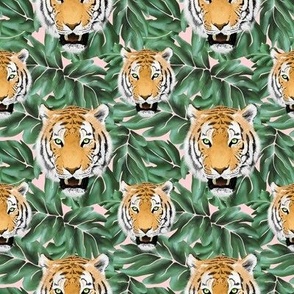Year of the Tiger Face with Jungle Leaves