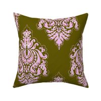 Andalusia Damask (12 inch) in Pink and Green
