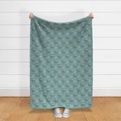 Cozy Night Sky DarkTeal Green Mini- Full Moon and Stars Over the Clouds- Mint- Blue Green- Turquoise- Neutral- Relaxing Home Decor- Nursery Wallpaper- Baby- Quilt Blender