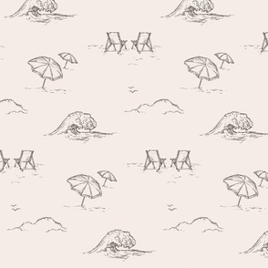 Beach Toile Fabric, Wallpaper and Home Decor | Spoonflower