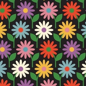 Retro Daisies (Multi) || vintage scandi floral