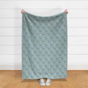 Cozy Night Sky Teal Mini- Full Moon and Stars Over the Clouds-- Blue Green- Neutral- Relaxing Home Decor- Nursery Wallpaper- Small Scale- Baby- Quilt Blender