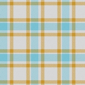 Sky Blue Sunshine Yellow and White Asymmetric Plaid