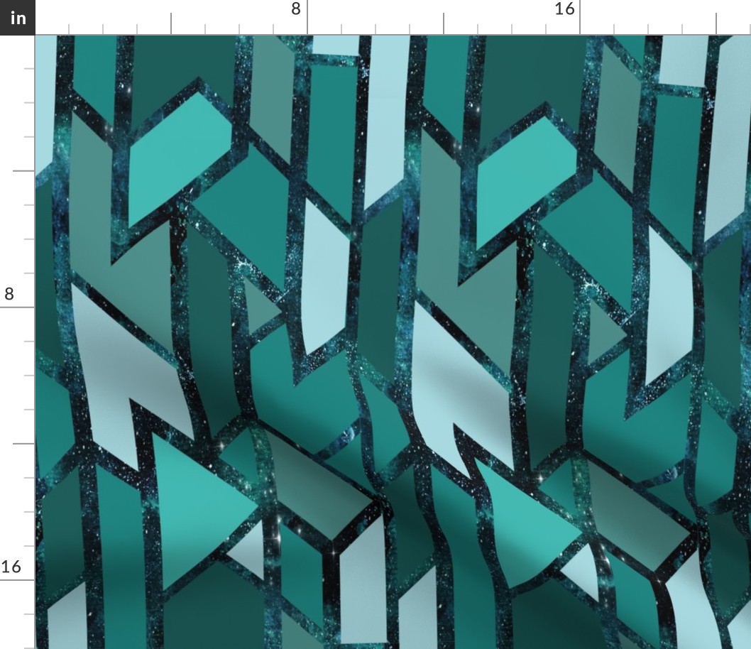 art deco teal abstract mix