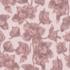 Orchids in Soft Muted Maroon