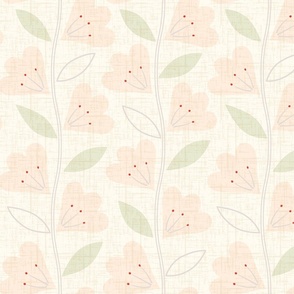 Soft peach floral vines with textured background