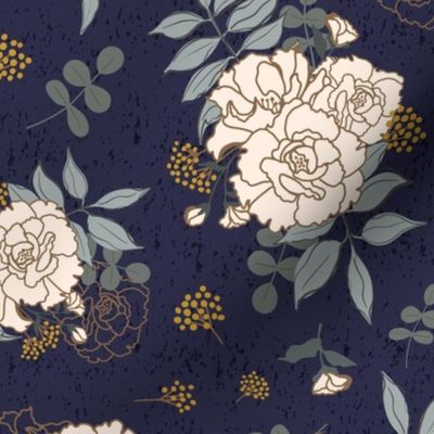 Rose Bouquet on Navy